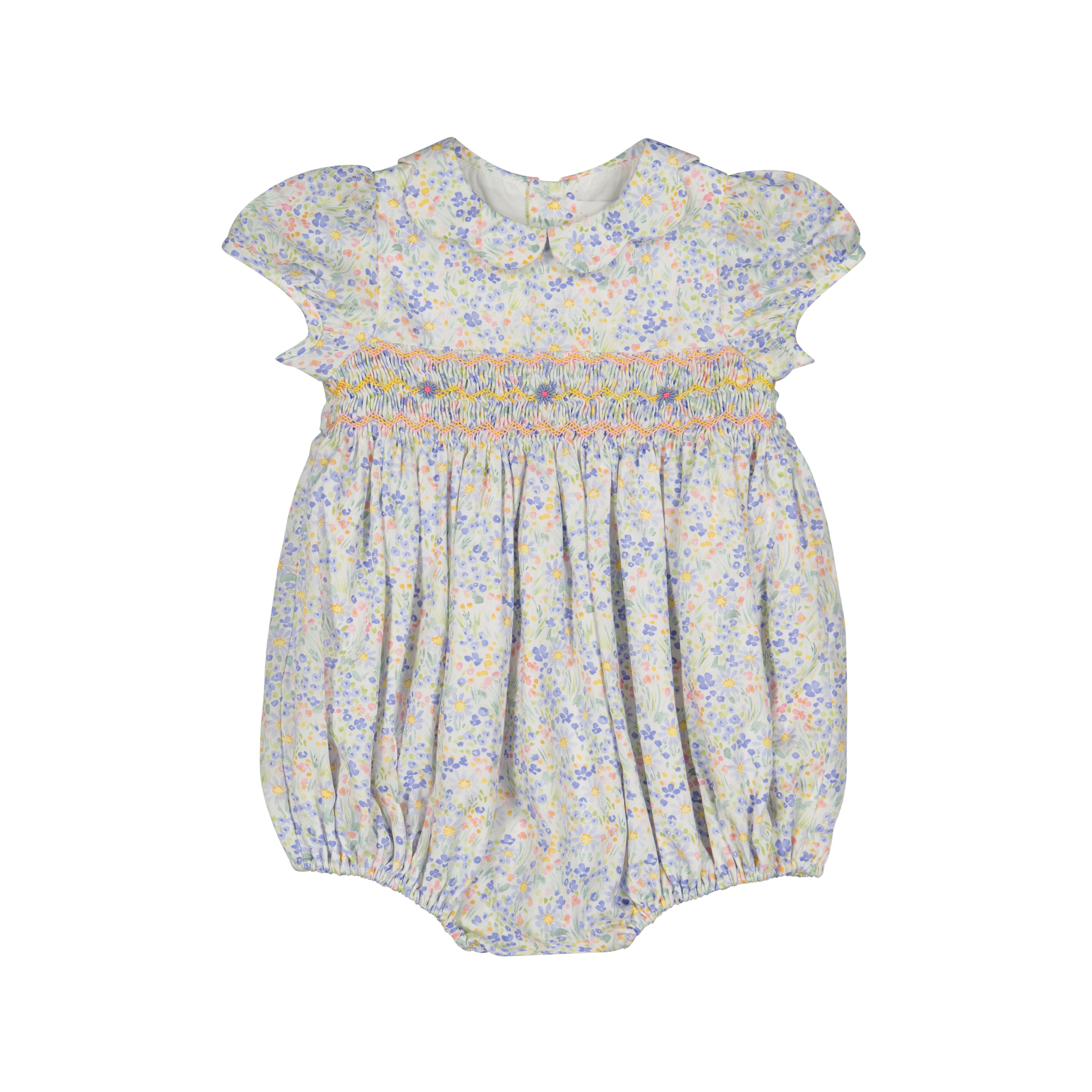 Antoinette Paris Ondine Blue Floral Short Sleeve Bubble Romper