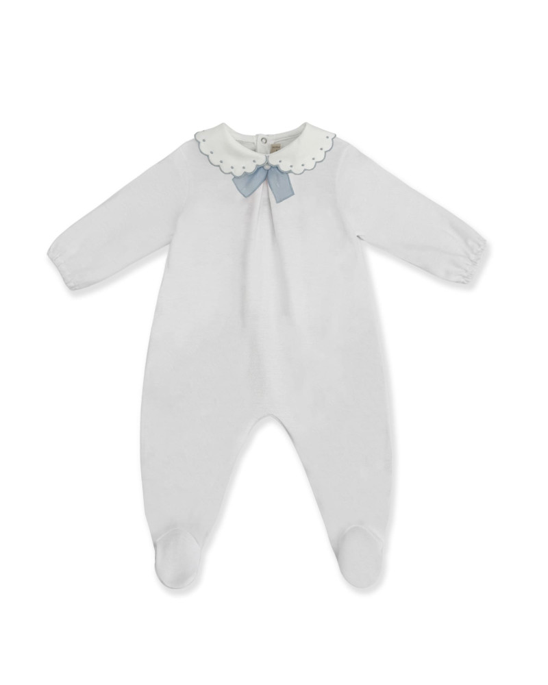 La stupenderia Baby Romper with Blue Embroidery