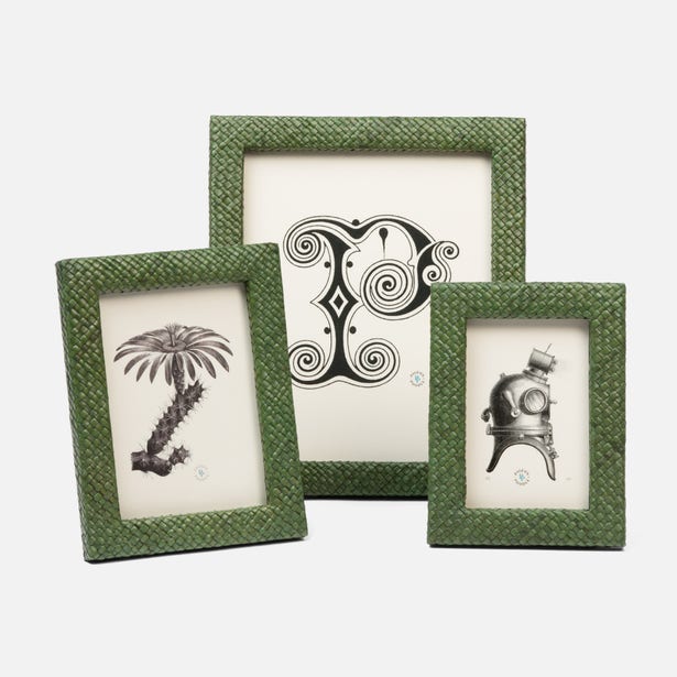 Pigeon & Poodle Uvita Woven Pandan Picture Frame - Dark Green